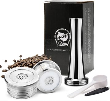 Icafilas Koffie Capsule Pod Rvs Metalen Koffie Filters Cup Voor Delta Q NDIQ7323 2Capsule 1Tamper