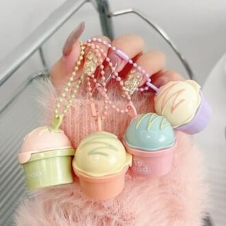 Ice Cream Keychain Matte Velvet Lip Mud - 4 Colors J04# Deep Berry Red - 5.5g
