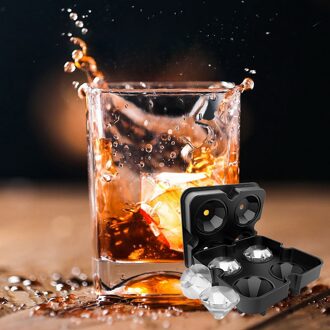 Ice Cube Maker Diamond Shape Chocolade Mould Tray Ijs Diy Tool Whiskey Wijn Cocktail Ice Cube 3D Siliconen Mal 1Pack zwart