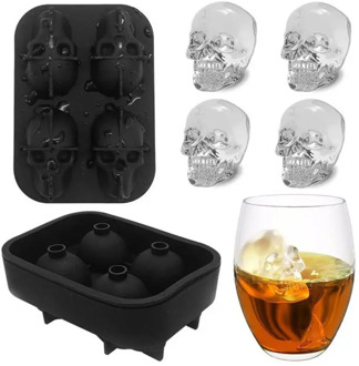 Ice Cube Maker Skull Shape Chocolate Mould Ice Cream DIY Tool Whiskey Wine Cocktail Ice Cube 3D Silicone Mold D