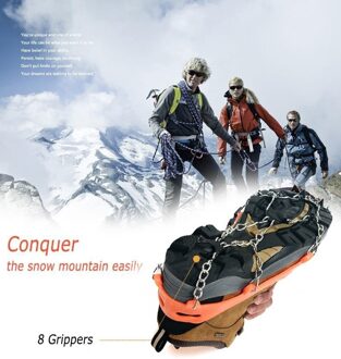 Ice Gripper 8-Tanden Anti Slip Ice Sneeuw Schoenen Spike Grip Laarzen Keten Stijgijzers Grijpers Grips Voor Schoenen Covers stijgijzers In Winter zwart