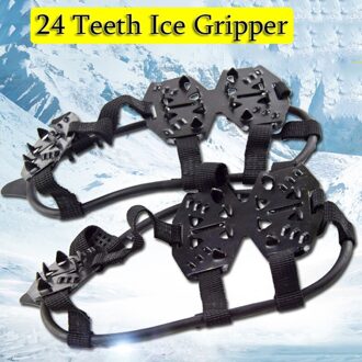 Ice Gripper Antislip Stijgijzers Spike Grips Cleats Voor Ice Sneeuw Klimmen Unisex Antislip Anti-Skiën stijgijzers Schoenen Dekken 24 Tanden zwart L