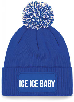 Ice ice baby muts met pompon unisex one size - blauw One size