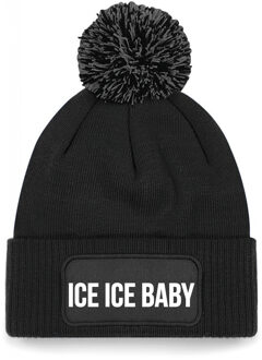 Ice ice baby muts met pompon unisex one size - zwart One size