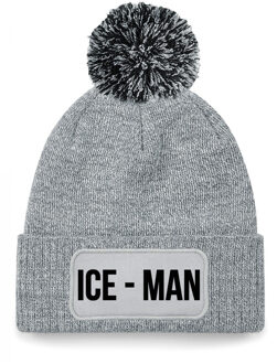 Ice-man muts met pompon - unisex - one size - grijs - apres-ski muts One size