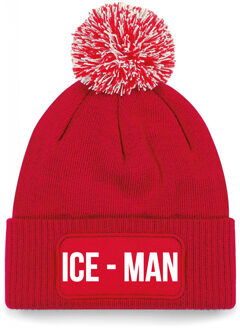 Ice-man muts met pompon - unisex - one size - rood - apres-ski muts One size