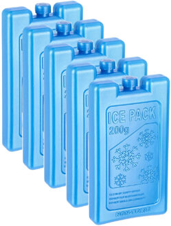 Ice Pack Koelelementen - 5x - blauw - 200 gram - 8 x 15 cm - Koelblokken - voor koeltas/koelbox