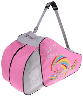 Ice Skate Tas Premium Nylon Pouch Case Te Dragen Rolschaatsen Inline Voor Kids & Volwassenen, met Speciale Patroon roze