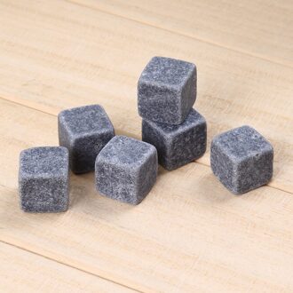 Ice Stones 6 Pcs Whisky Ice Stones Wijn Drinks Cooler Cubes Whisky Rocks Graniet Pouch Ijs Wijn Koelers Voor Bar grijs