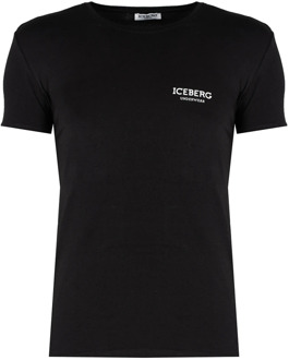 Iceberg Aansluitend Ronde Hals T-shirt Iceberg , Black , Heren - 2Xl,Xl