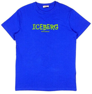 Iceberg Beachwear vertical logo tee - maat XL Blauw