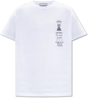 Iceberg Bedrukt T-shirt Iceberg , White , Heren - S