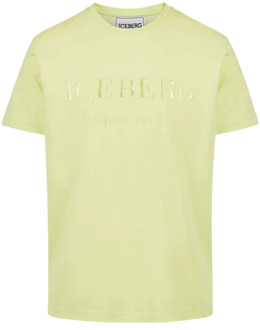 Iceberg Gele T-shirt met geborduurd logo Iceberg , Yellow , Heren - 2Xl,Xl,L,M,S,3Xl
