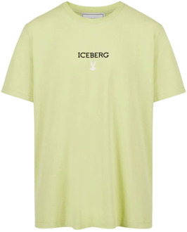 Iceberg Gele T-shirt met logo Iceberg , Yellow , Heren - 2Xl,Xl,L,M,S,3Xl,4Xl