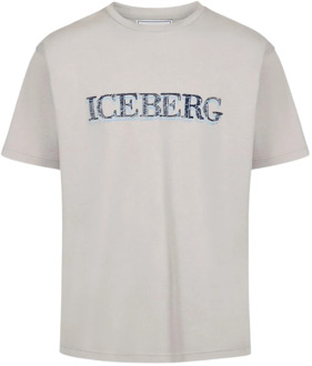 Iceberg Grijze T-shirt met logo Iceberg , Gray , Heren - 2Xl,Xl,L,M,S,3Xl,4Xl