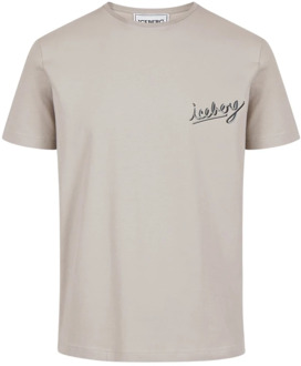 Iceberg Grijze T-shirt met logo Iceberg , Gray , Heren - 2Xl,Xl,L,M,S,3Xl