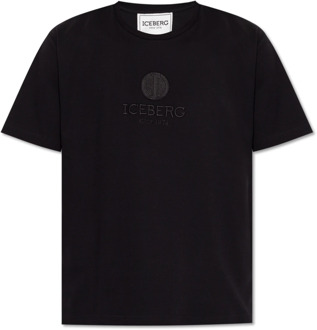 Iceberg Katoenen T-shirt Iceberg , Black , Heren - 2Xl,Xl,S