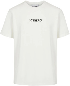 Iceberg Katoenen T-shirt met Logo Print Iceberg , Beige , Heren - 2Xl,Xl,L,M,4Xl,3Xl