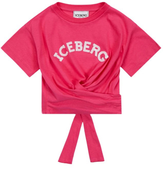 Iceberg Kinderen Logo Cropped T-shirt Iceberg , Pink , Dames - Xl,L,M,S