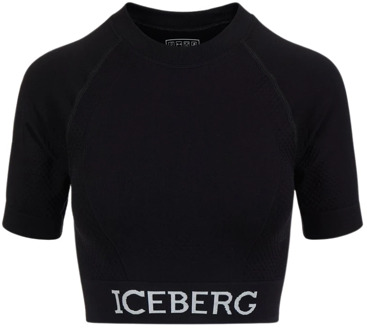 Iceberg Logo Crop Top Iceberg , Black , Dames - M,S
