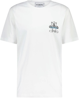 Iceberg Logo Print T-Shirt Iceberg , White , Heren - 2Xl,L,S