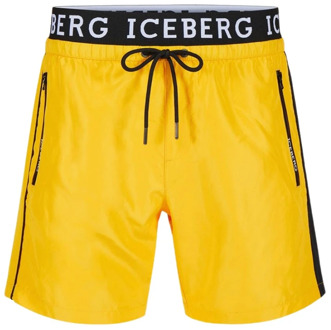 Iceberg Logo Swim Trunks Boxer Swimsuit Iceberg , Yellow , Heren - 2Xl,Xl,L,M,S