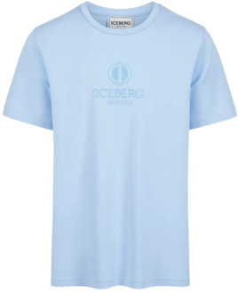 Iceberg Logo T-shirt in Lichtblauw Iceberg , Blue , Heren - 2Xl,Xl,L,M,S,3Xl