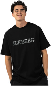 Iceberg Losse pasvorm T-shirt Iceberg , Black , Heren - L,M,S