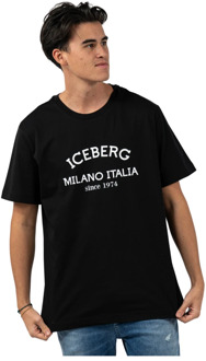 Iceberg Losse pasvorm T-shirt Iceberg , Black , Heren - Xl,L,M,S