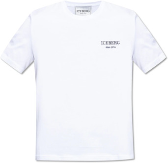 Iceberg Merk T-shirt Iceberg , White , Heren - 2Xl,Xl,L,S