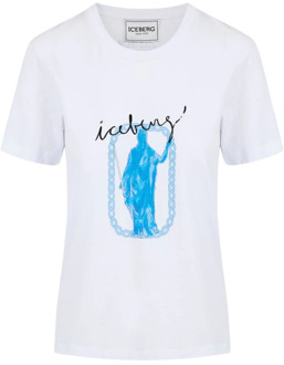 Iceberg Roma Print Wit T-shirt Regular Fit Iceberg , White , Dames - M,S,Xs
