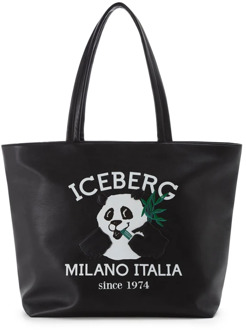 Iceberg Shopper tas met logo en Panda Iceberg , Black , Heren - ONE Size