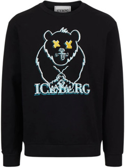 Iceberg Sweatshirt met cartoonbeer Iceberg , Black , Heren - 2Xl,Xl,L,M,S,3Xl