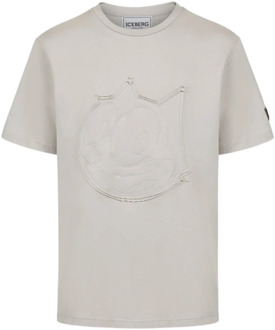 Iceberg T-shirt met cartoonafbeeldingen en logo Iceberg , Gray , Heren - 2Xl,Xl,L,4Xl,3Xl