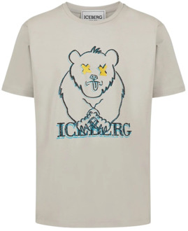 Iceberg T-shirt met cartoonafbeeldingen Iceberg , Beige , Heren - Xl,L,M