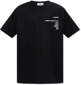 Iceberg T-shirt met logo Iceberg , Black , Heren - 2Xl,Xl,L,M,S