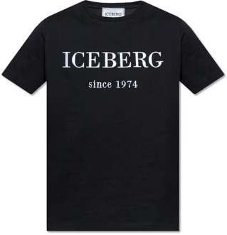 Iceberg T-shirt met logo Iceberg , Black , Heren - L,M,S