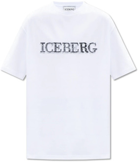 Iceberg T-shirt met logo Iceberg , White , Heren - 2Xl,Xl,L,M,S