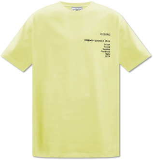 Iceberg T-shirt met logo Iceberg , Yellow , Heren - 2Xl,Xl,L,M,S