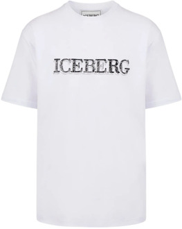 Iceberg Witte T-shirt met logo Iceberg , White , Heren - 2Xl,Xl,L,M,S,4Xl,3Xl