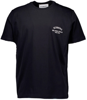 Iceberg Zwart T-shirt met logo Iceberg , Black , Heren - Xl,S