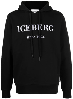Iceberg Zwarte Hoodie met Stijlvolle Branding Iceberg , Black , Heren - 2Xl,S