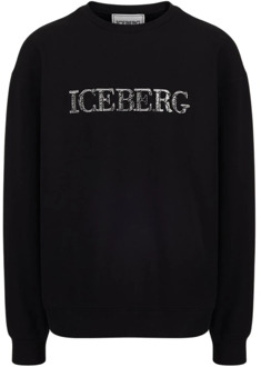 Iceberg Zwarte Logo Crewneck Sweatshirt Iceberg , Black , Heren - 2Xl,Xl,L,M,S,3Xl