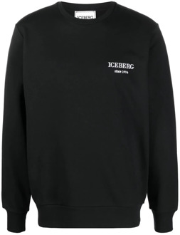 Iceberg Zwarte Trui met Klein Logo Iceberg , Black , Heren - Xl,L,M