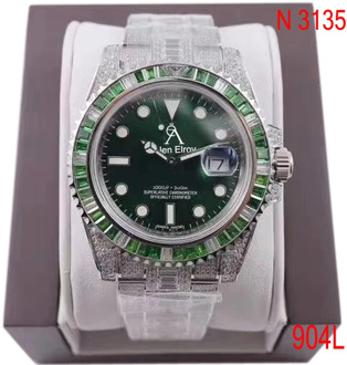 Iced out top quality watch Green Sub-marinr Full Diamonds Clasp Sapphire glass Automatic ETA Noob 3135 movement 1:1