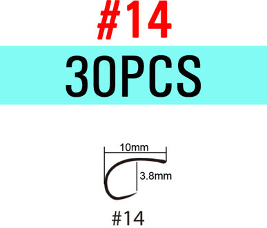 ICERIO 30 STUKS Zwart Nikkel Barbless Gebogen Nimf Emerger Scud Garnalen Vliegbindset Haak 2X Kloof Forel Haak 30stk Size 14
