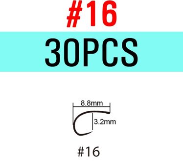 ICERIO 30 STUKS Zwart Nikkel Barbless Gebogen Nimf Emerger Scud Garnalen Vliegbindset Haak 2X Kloof Forel Haak 30stk Size 16