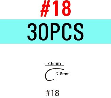 ICERIO 30 STUKS Zwart Nikkel Barbless Gebogen Nimf Emerger Scud Garnalen Vliegbindset Haak 2X Kloof Forel Haak 30stk Size 18
