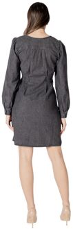 ICHI Knopsluiting Lange Mouwen Jurk Grijs