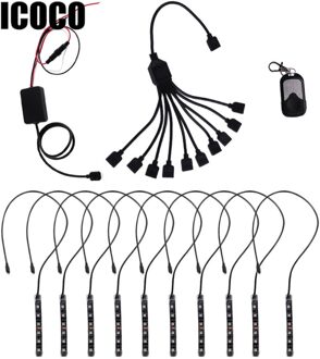 Icoco 10 In 1 Set Rgb Led Sfeer Decoratieve Lamp In De Auto Verlichting Led Strip Kit Auto Interieur Styling